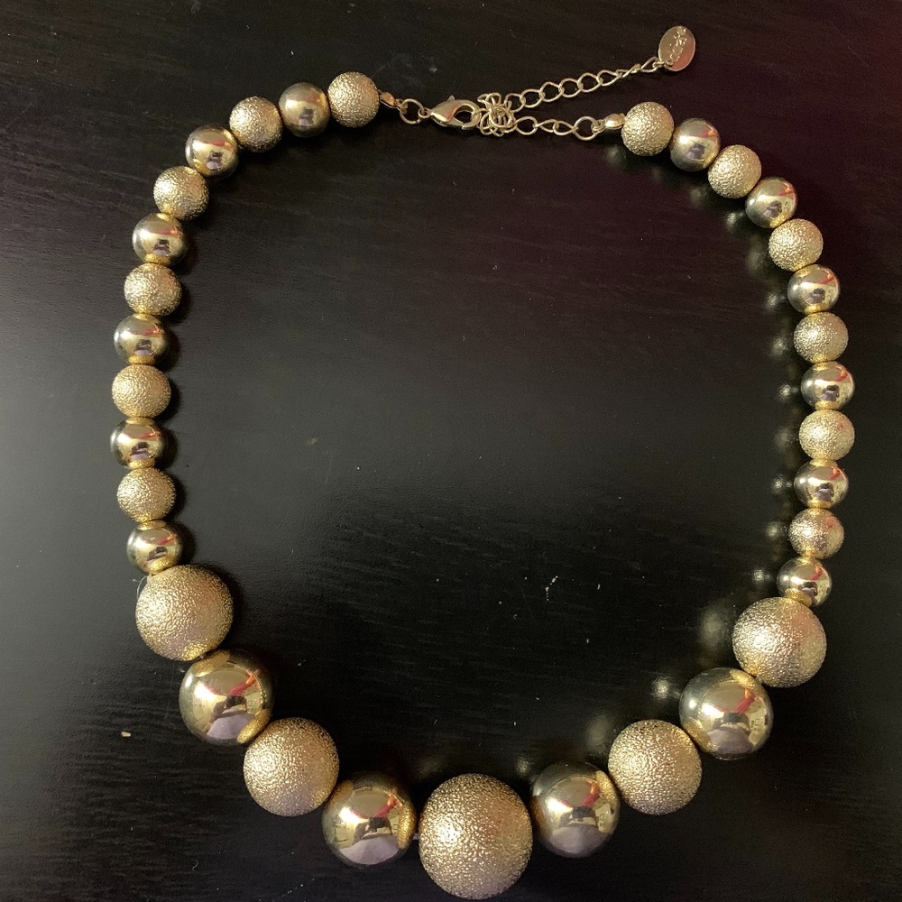Gold Statement Neckline Necklace with Spheres NWOT